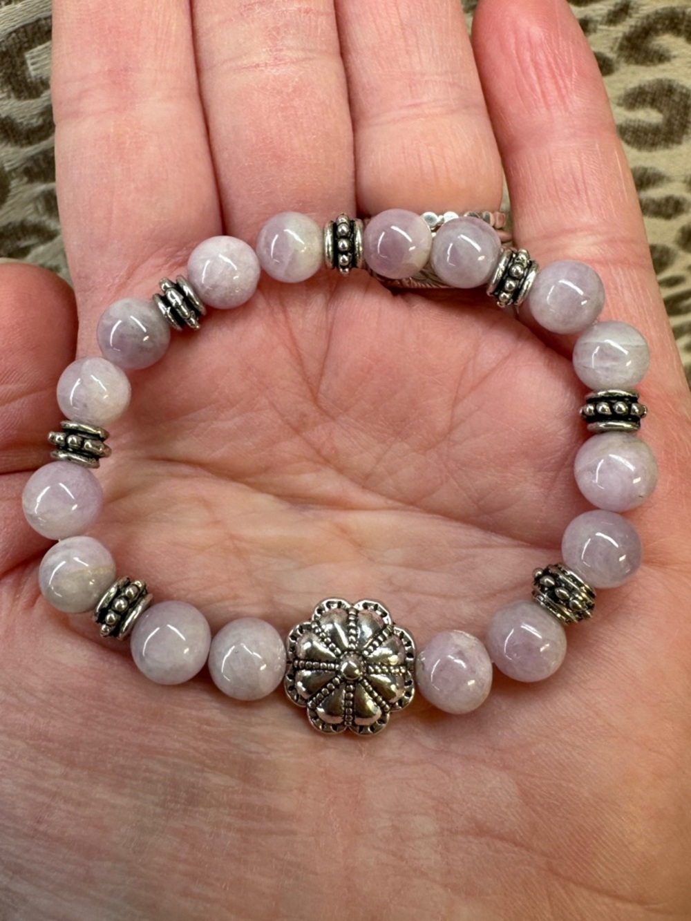 Kunzite Natural Crystal Gemstone Stretch Bracelet Healing Energy